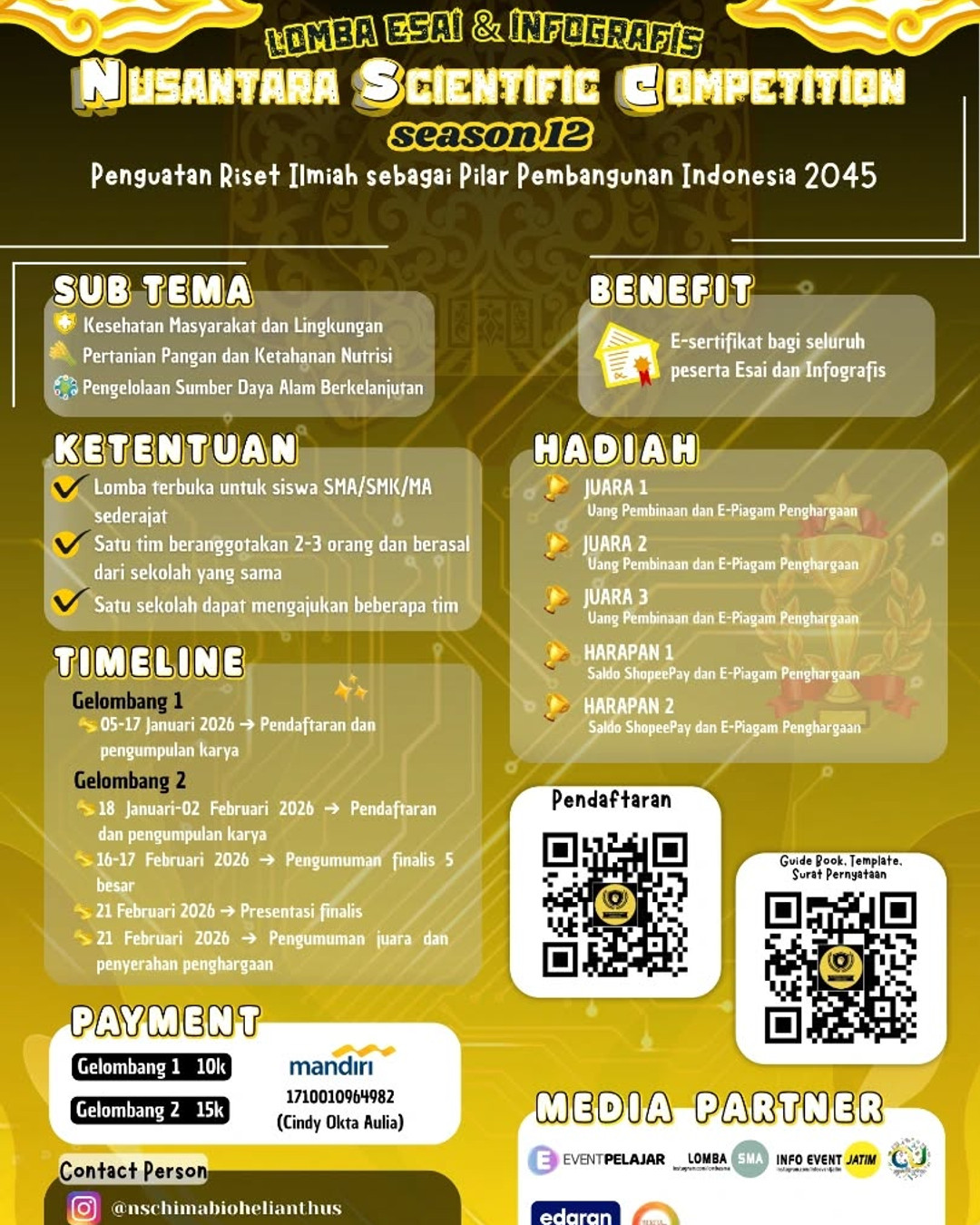 Nusantara Scientific Competition (NSC) Season 12 - Poster 2