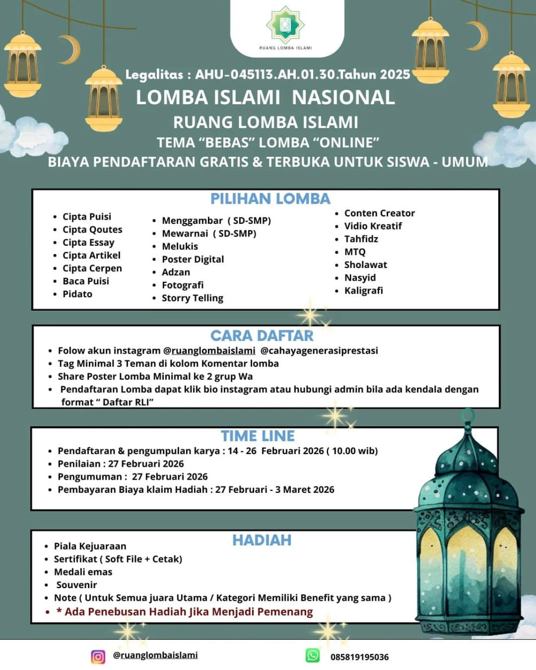 LOMBA  ISLAMI NASIONAL - Poster 2