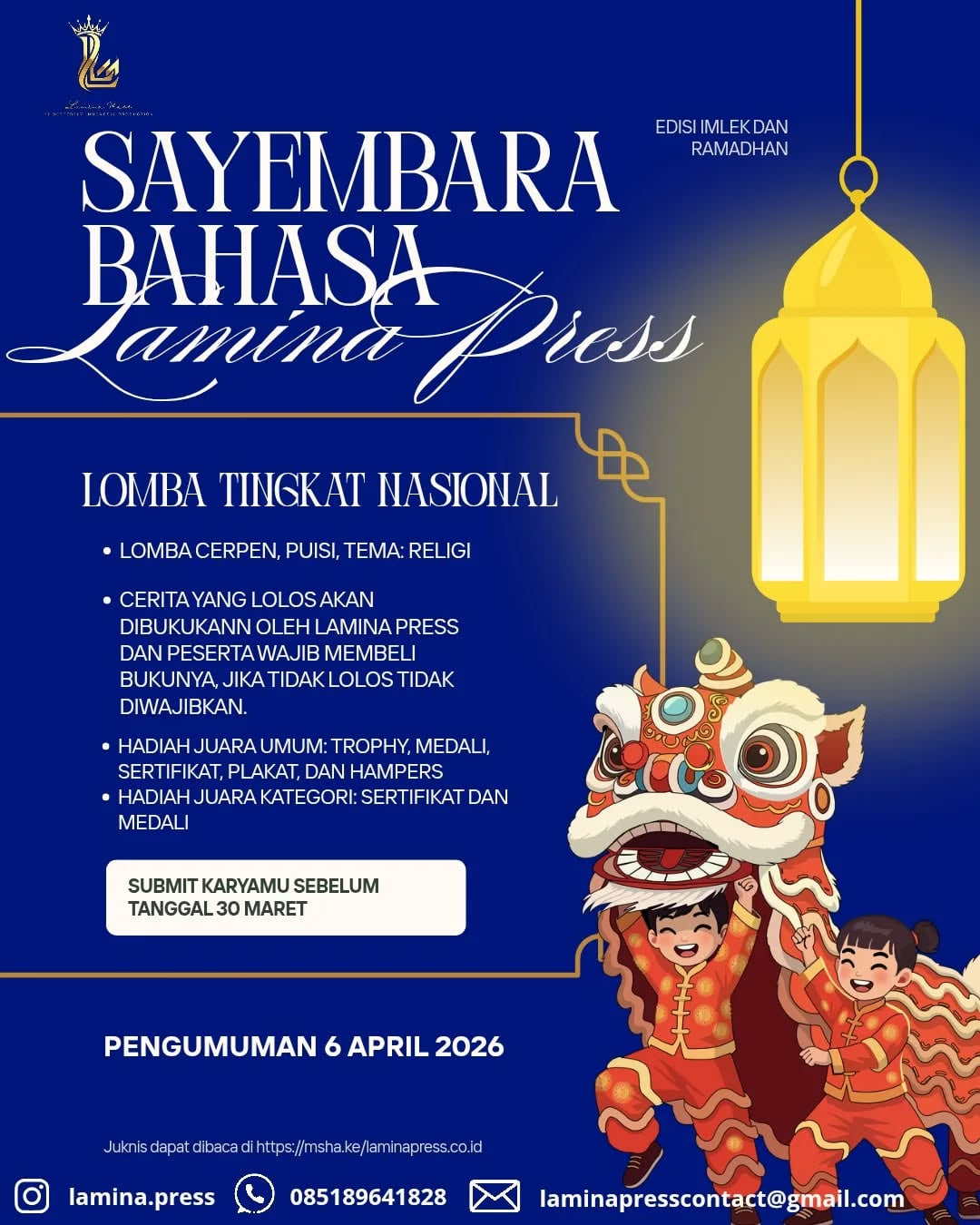 SAYEMBARA BAHASA LAMINA PRESS: EDISI IMLEK & RAMADHAN - Poster 2