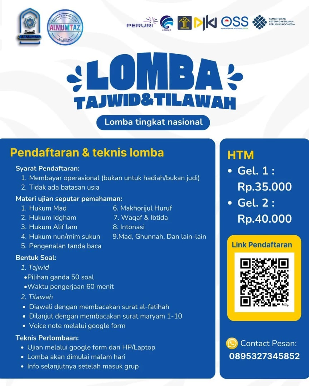 Lomba tajwid dan tilawah - Poster 2