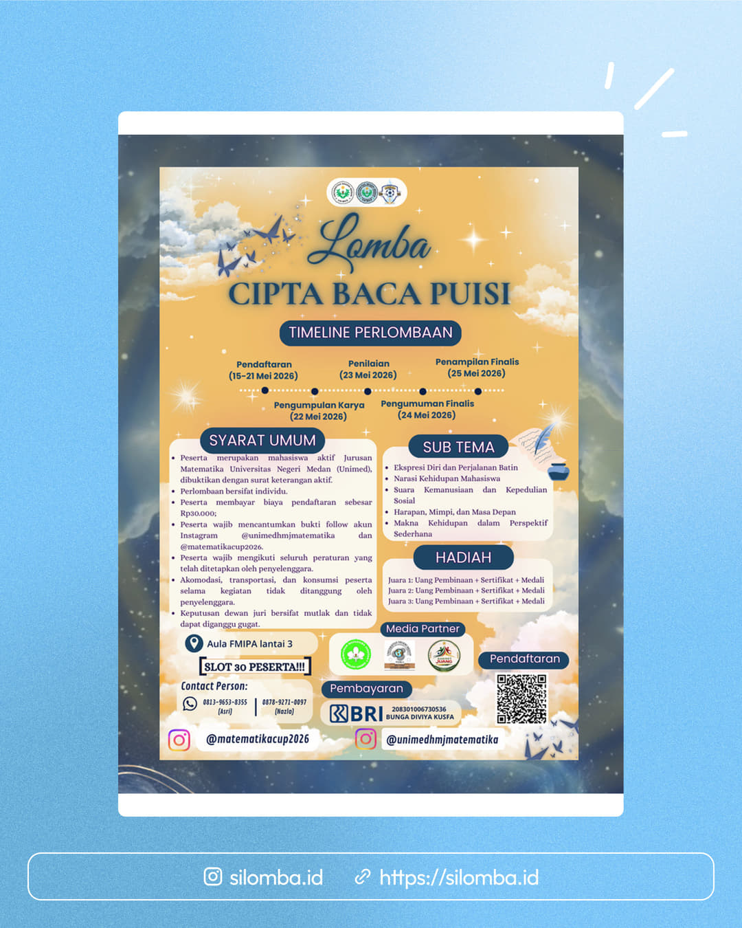 Lomba Cipta Baca Puisi Matematika Cup 2026 - Poster 1