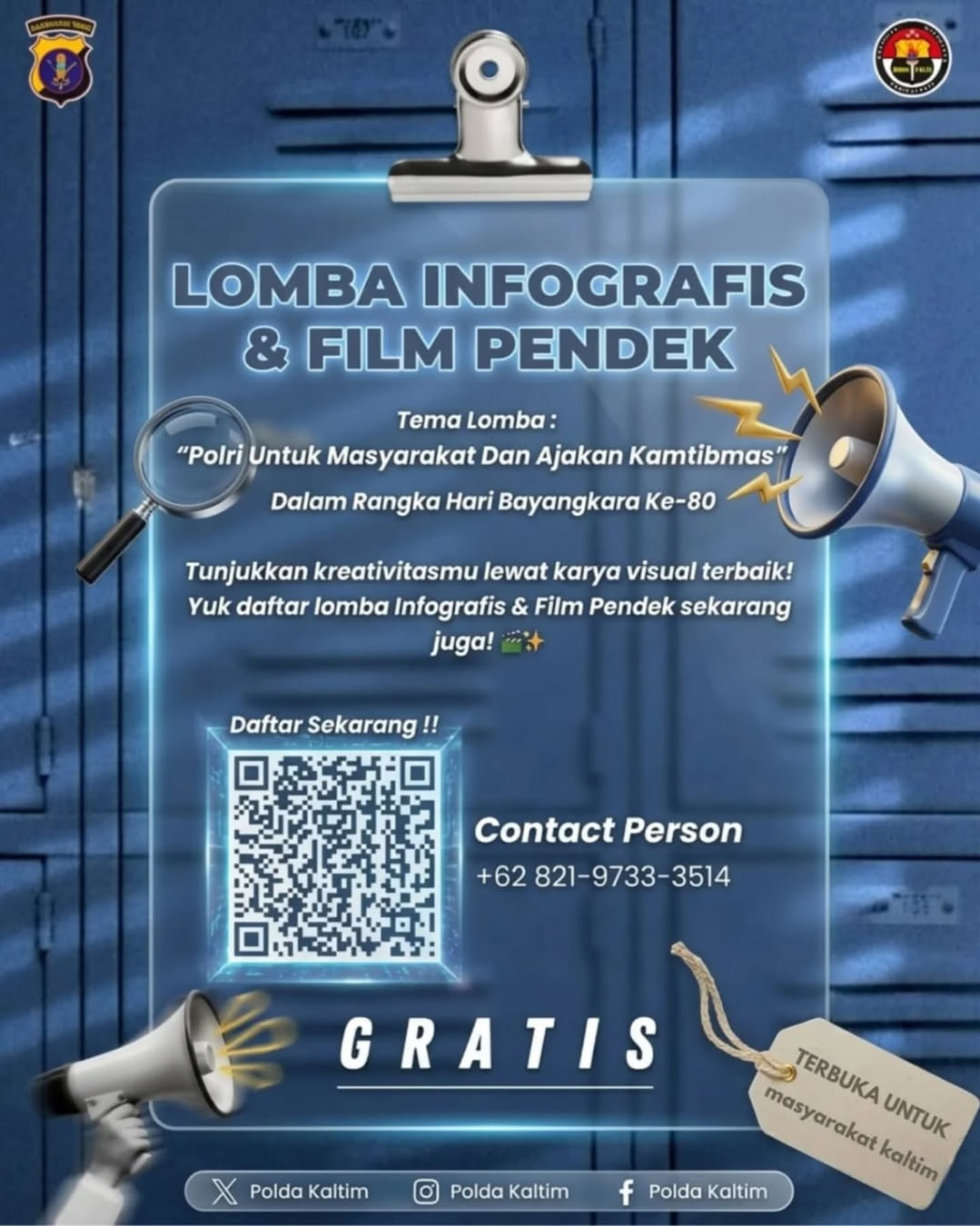Lomba Infografis & Film Pendek Polda Kaltim Hari Bhayangkara ke-80 - Poster 2