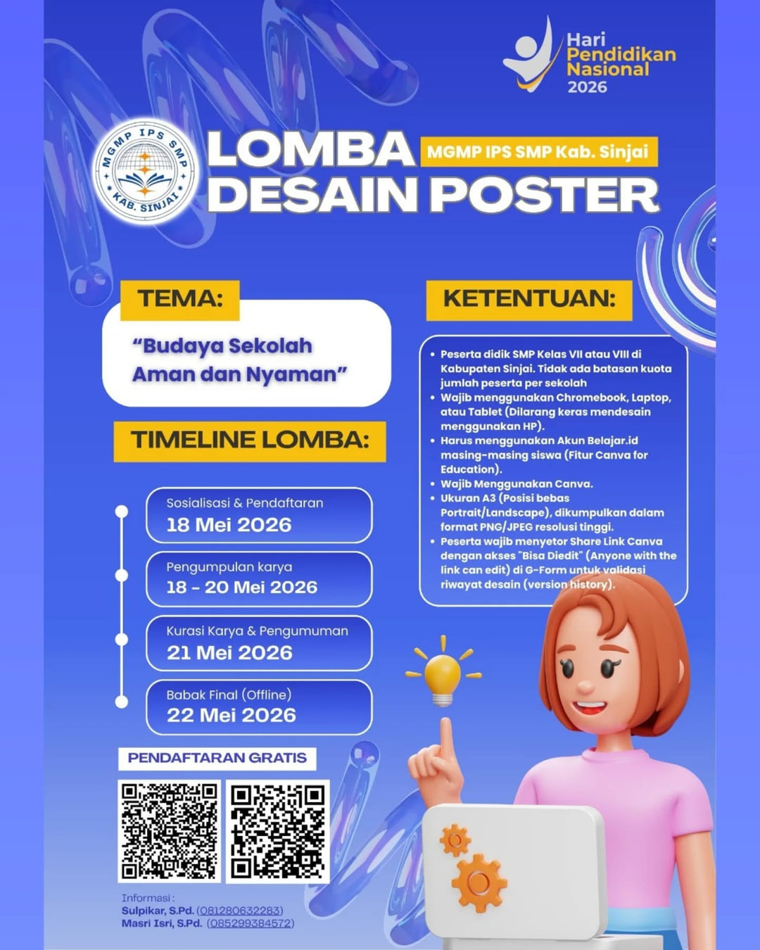 Lomba Desain Poster Hari Pendidikan Nasional 2026 MGMP IPS SMP Kab. Sinjai - Poster 2