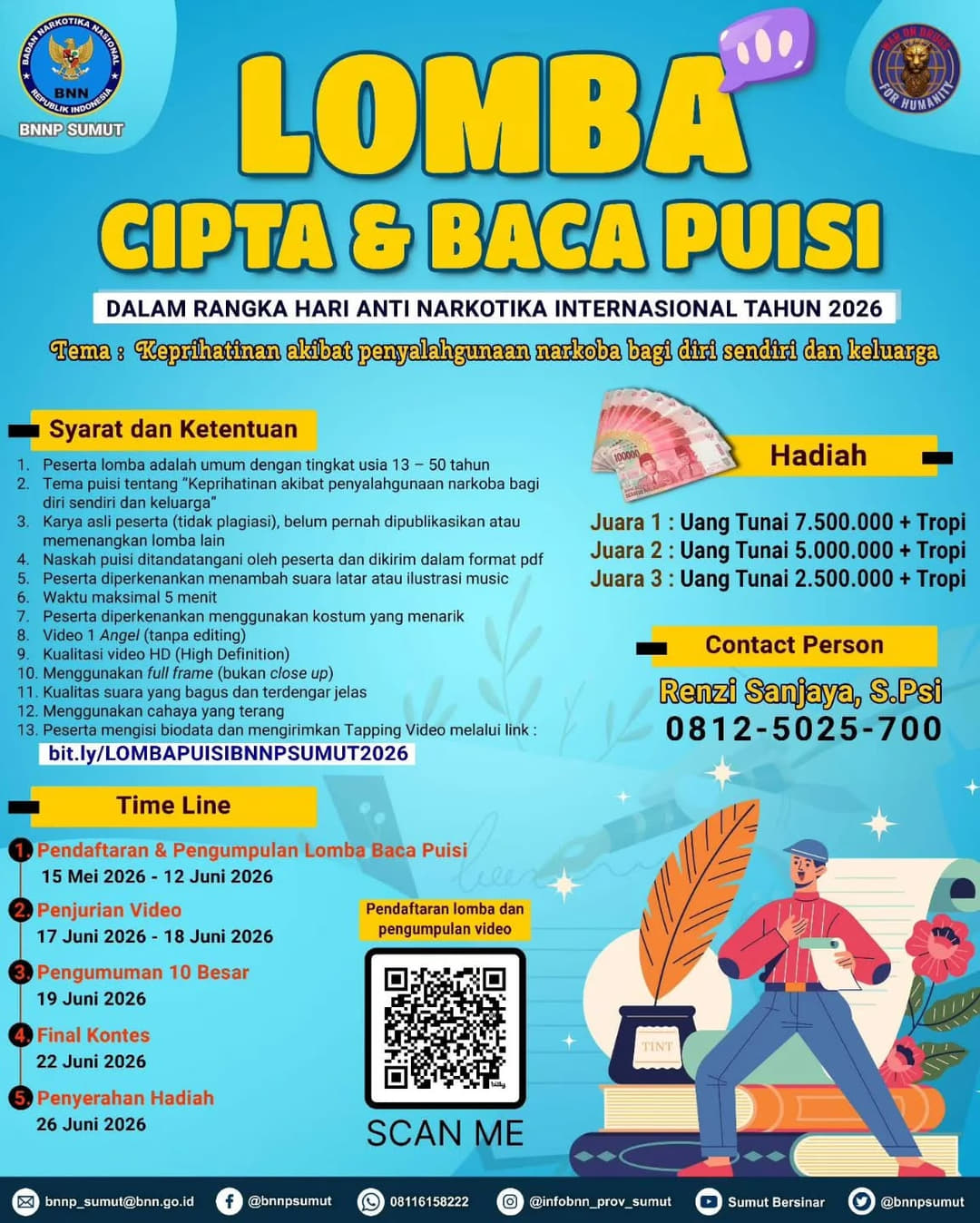 LOMBA CIPTA & BACA PUISI BNN SUMUT 2026 - Poster 2
