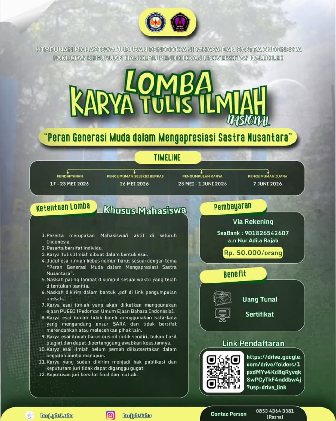Pekan Sastra-Nasional Tahun 2026 - Lomba Karya Tulis Ilmiah - Poster 2