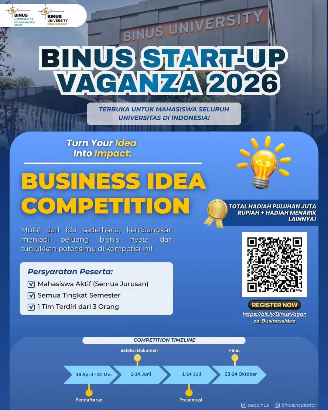 BINUS START-UP VAGANZA 2026 - BUSINESS IDEA COMPETITION - Poster 2
