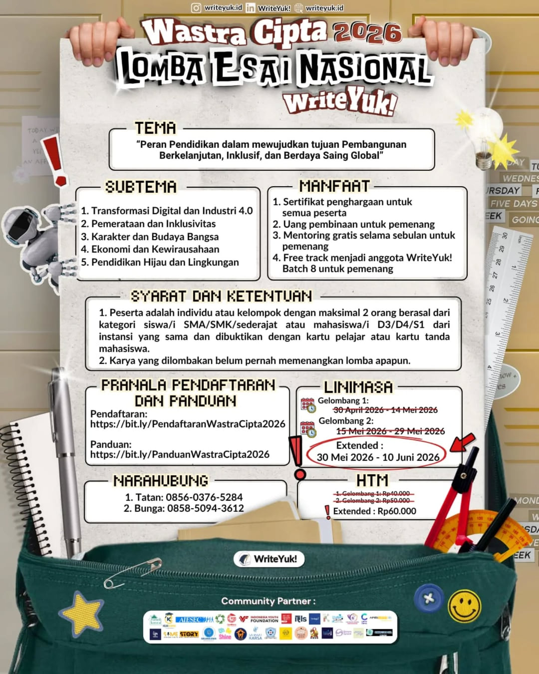 Lomba Esai Nasional Wastra Cipta WriteYuk! 2026 - Poster 2