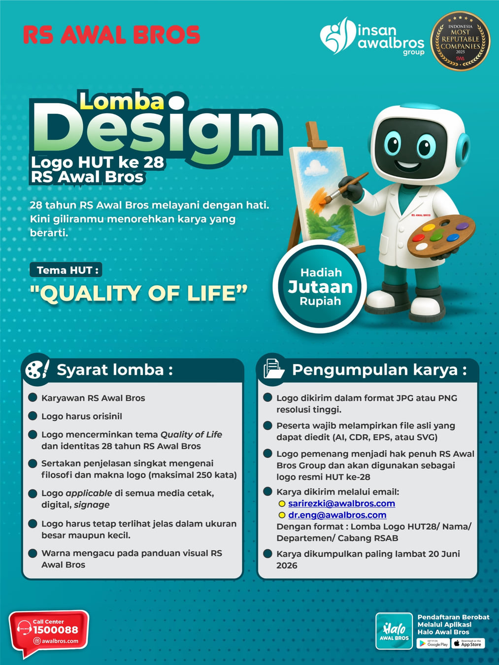 Lomba Desain Logo HUT ke 28 RS Awal Bros - Poster 2