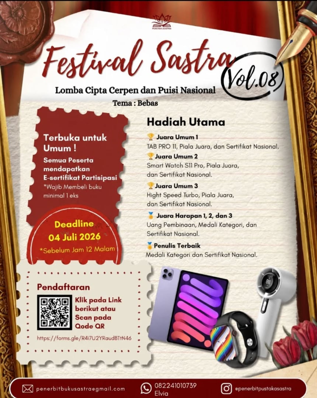 Festival Sastra Vol. 08 (Lomba Cipta Cerpen dan Puisi Nasional) - Poster 2