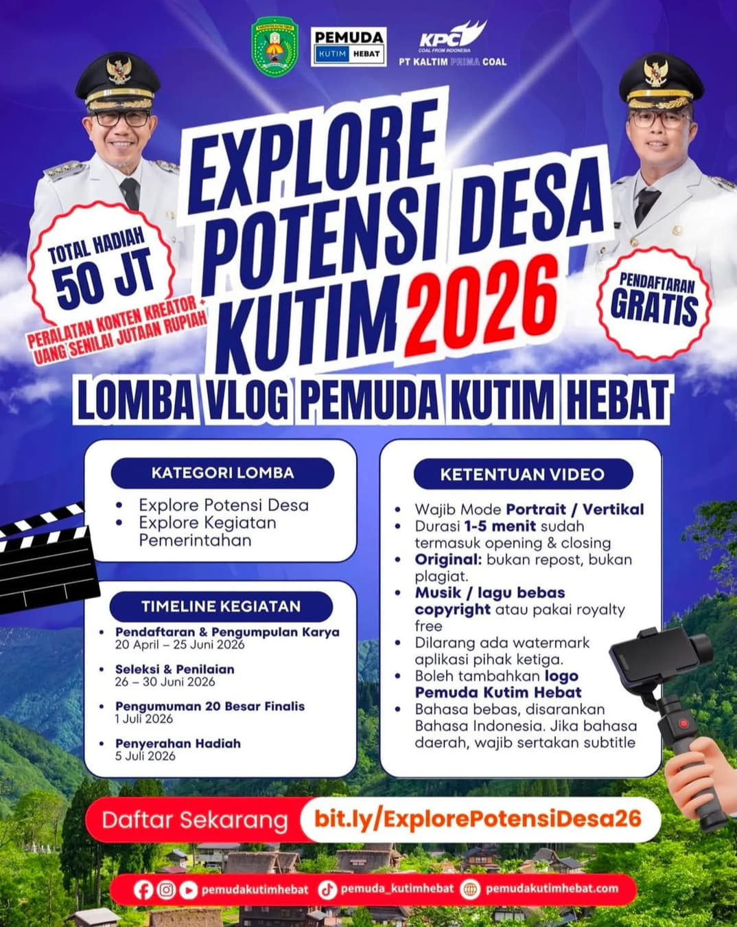 Lomba Vlog Explore Potensi Desa Kutim 2026 - Poster 2