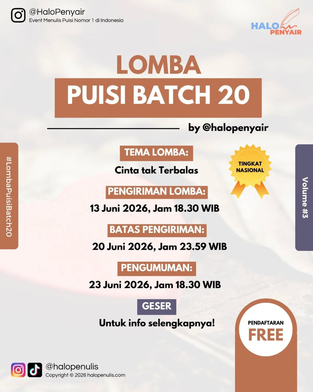 Lomba Puisi Batch 20 Volume 3 - Poster 2