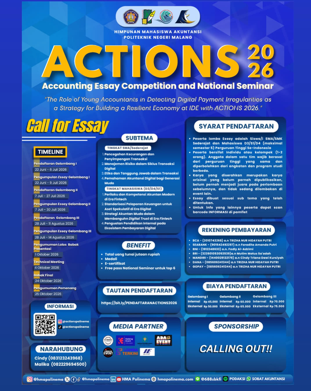 Accounting Essay Competition and National Seminar ACTIONS 2026 - Poster 2