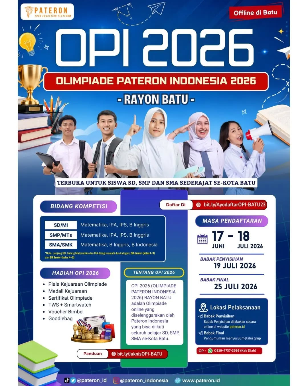 Olimpiade Pateron Indonesia (OPI) 2026 Rayon Batu - Poster 2