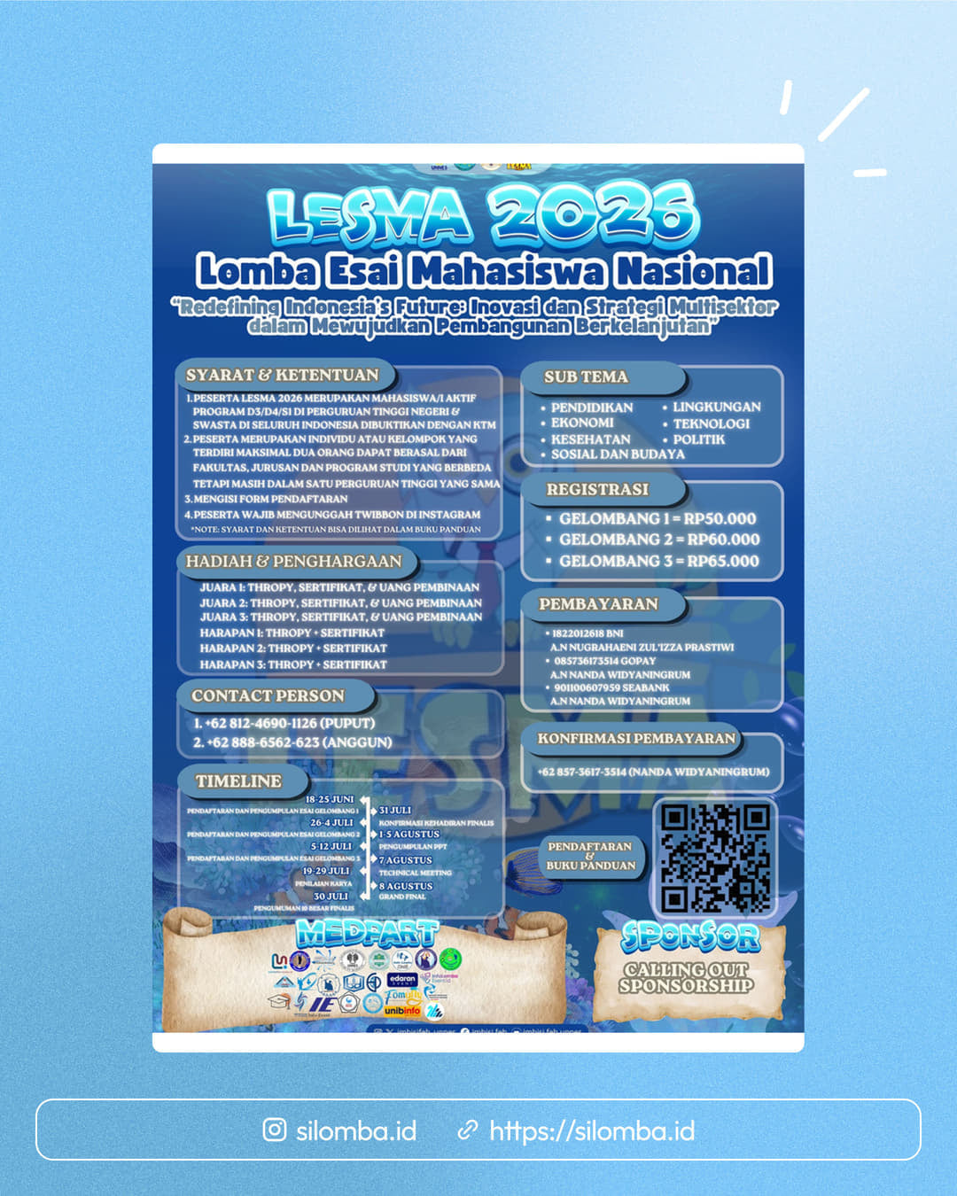 Lomba Esai Mahasiswa (LESMA) Tingkat Nasional 2026 - Poster 1