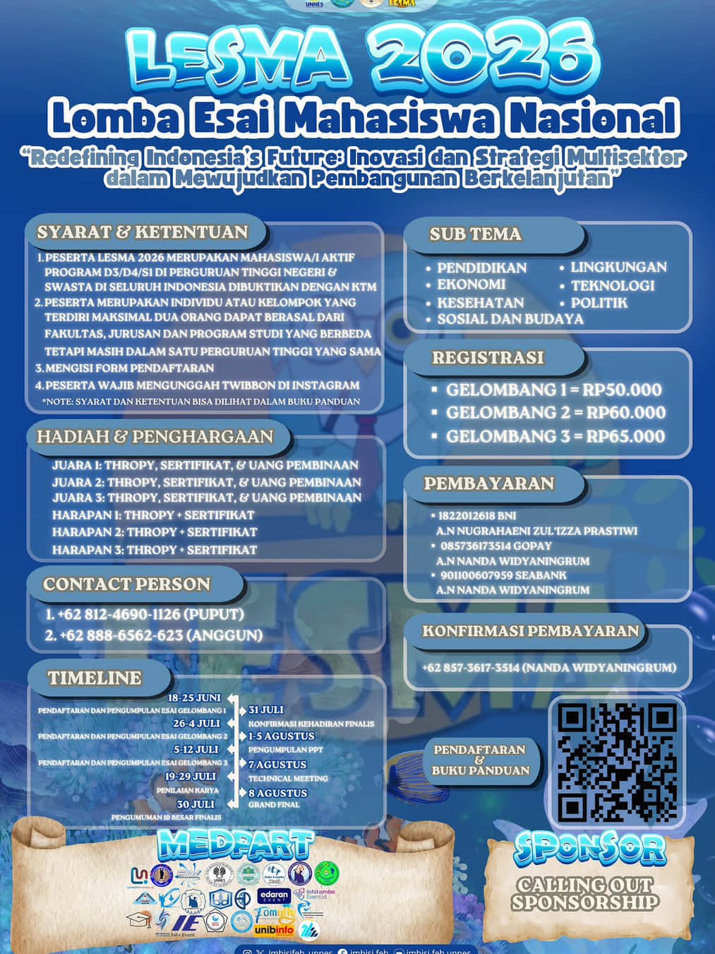 Lomba Esai Mahasiswa (LESMA) Tingkat Nasional 2026 - Poster 2