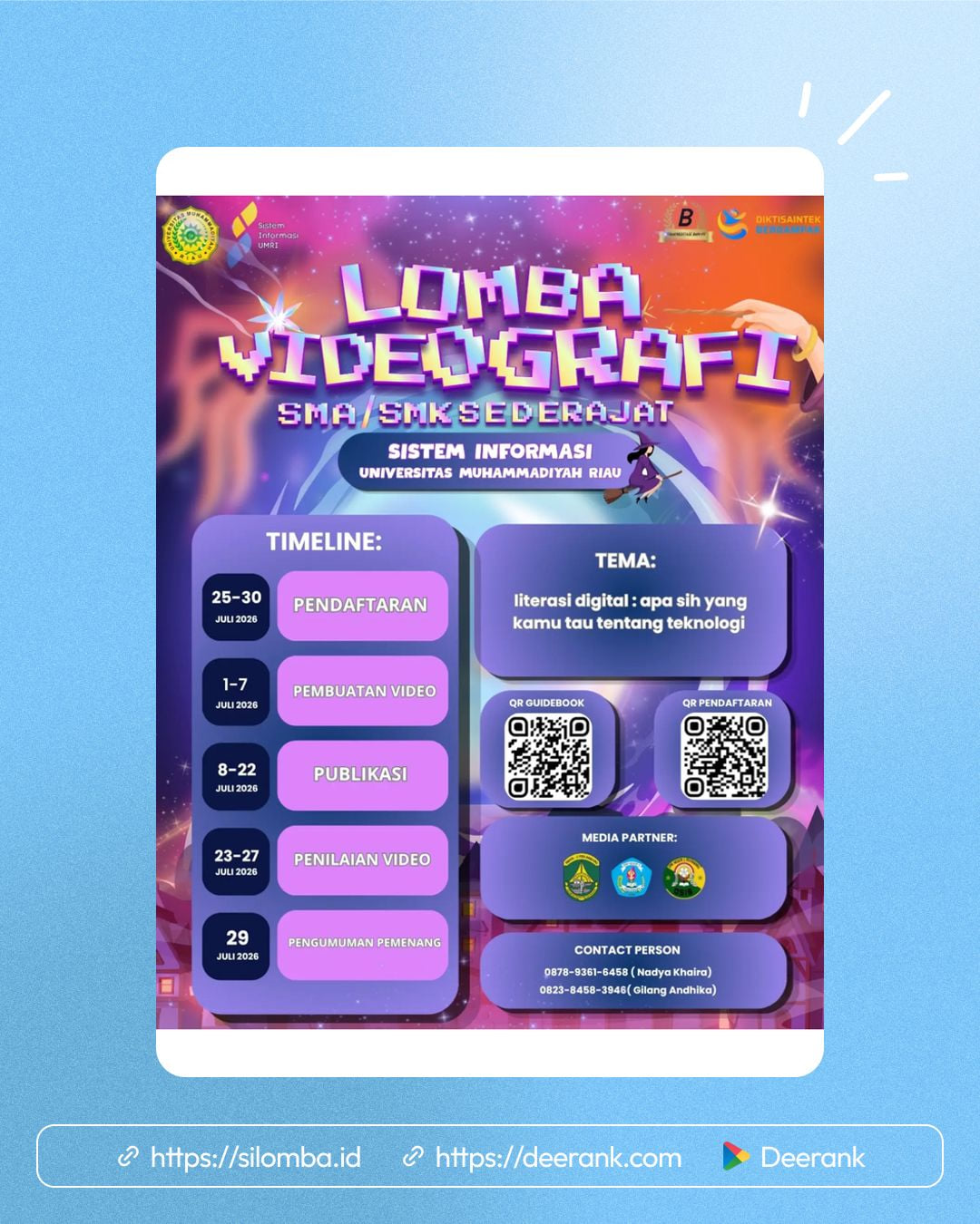 LOMBA VIDEOGRAFI SMA/SMK Sederajat - Poster 1