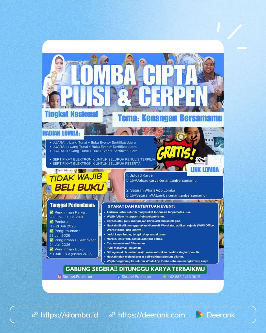 Lomba Cerpen & Puisi Tingkat Nasional - Poster 1