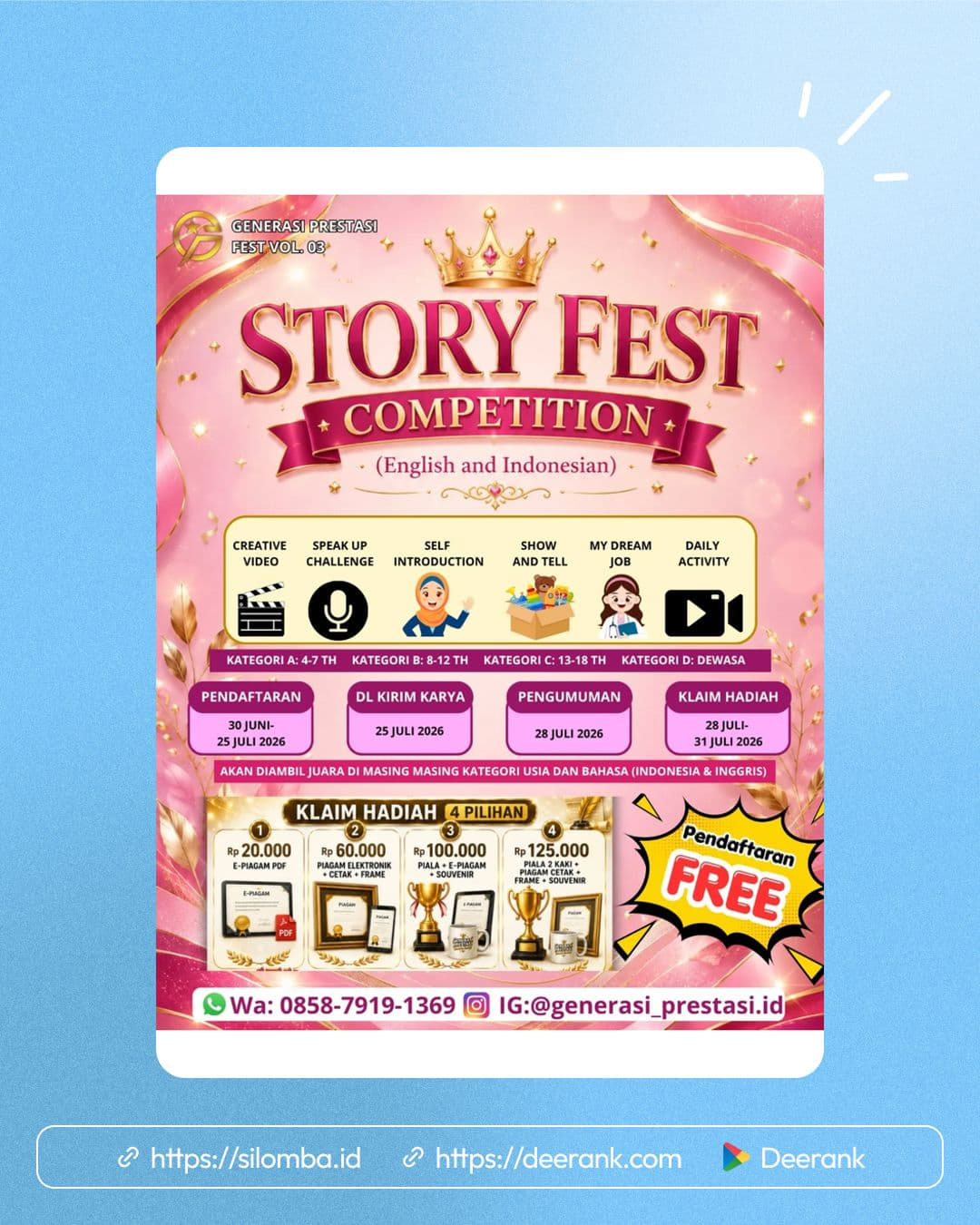 Story Fest Competition (English & Indonesian) - Poster 1