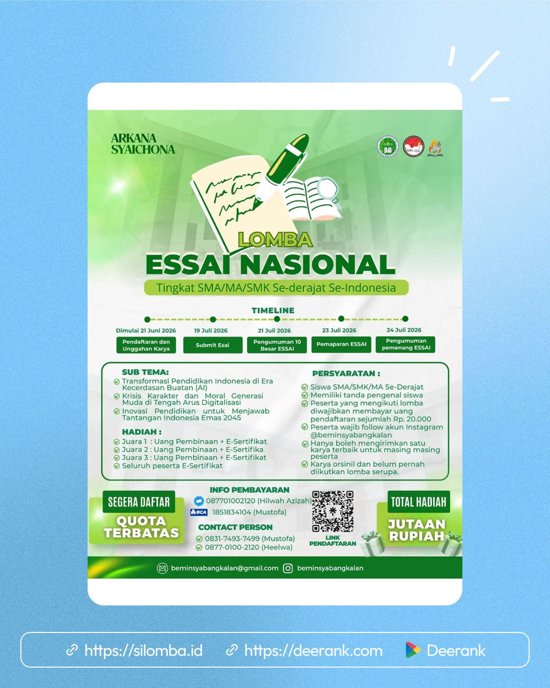 Lomba Esai Nasional Siswa SMA/MA/SMK 2026 - Poster 1