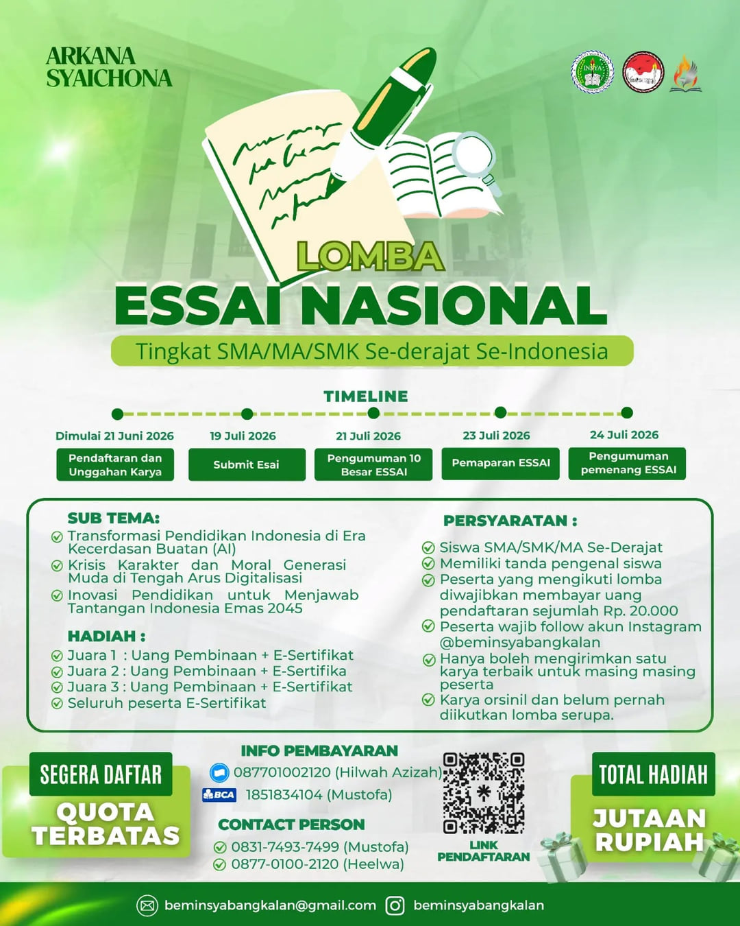 Lomba Esai Nasional Siswa SMA/MA/SMK 2026 - Poster 2