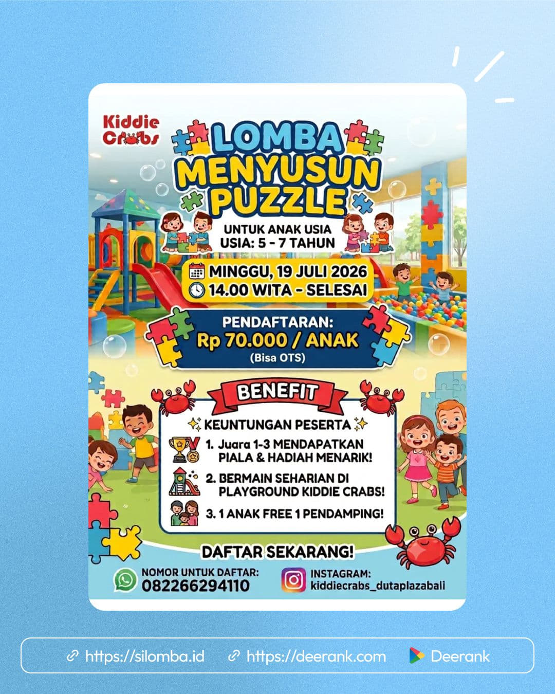 Lomba Menyusun Puzzle - Kiddie Crabs Duta Plaza Bali - Poster 1