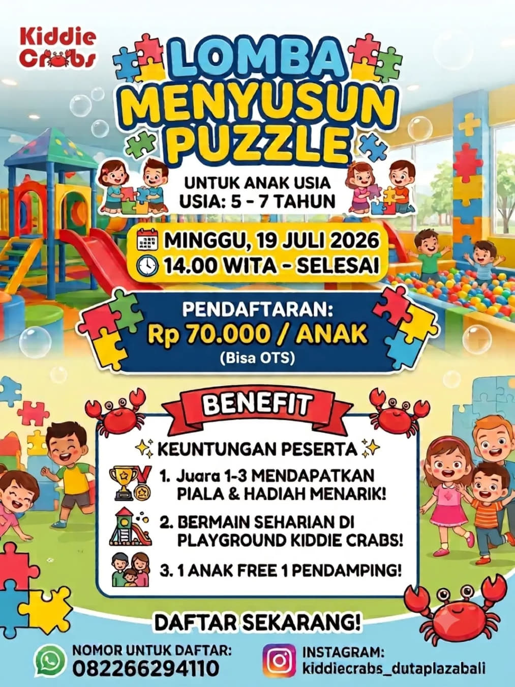 Lomba Menyusun Puzzle - Kiddie Crabs Duta Plaza Bali - Poster 2