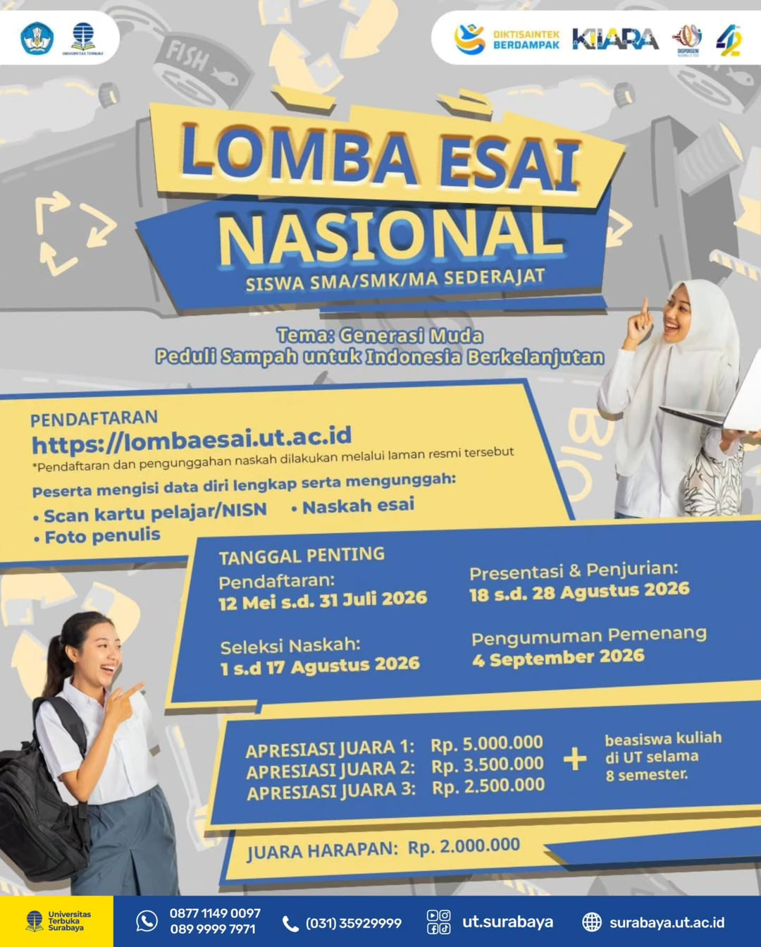 Lomba Esai Nasional Universitas Terbuka Tahun 2026 - Poster 2