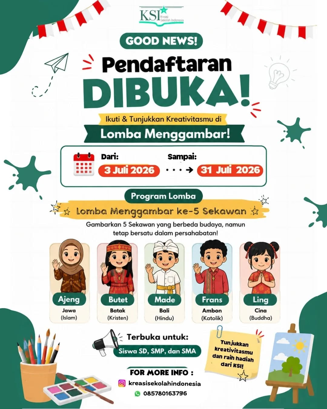 Kompetisi Menggambar 5 Sekawan Budaya Nusantara - Poster 2