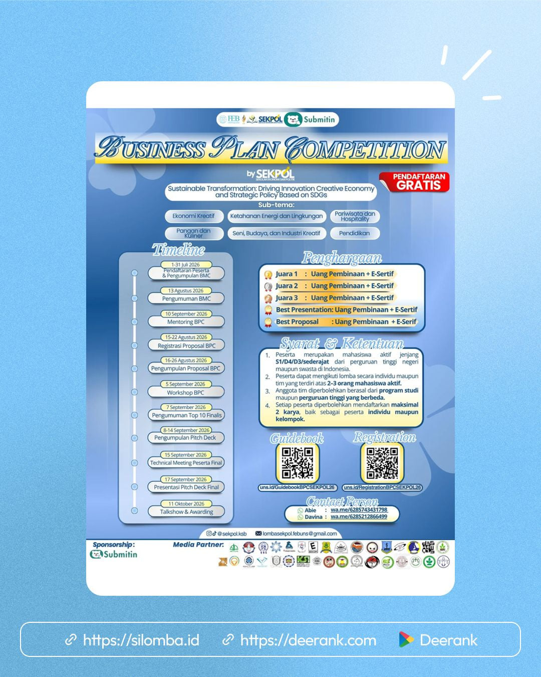 ESSAY COMPETITION 2026 & BUSINESS PLAN COMPETITION (BPC) 2026 - Poster 1