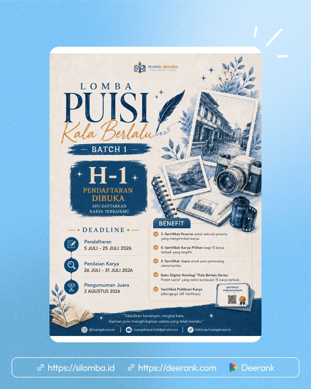Lomba Puisi Kala Berlalu Batch 1 - Poster 1