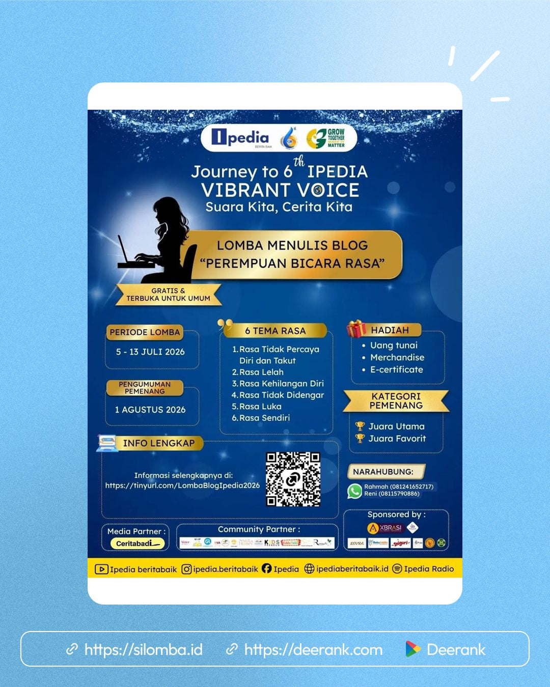 Lomba Menulis Blog "PEREMPUAN BICARA RASA" - Poster 1