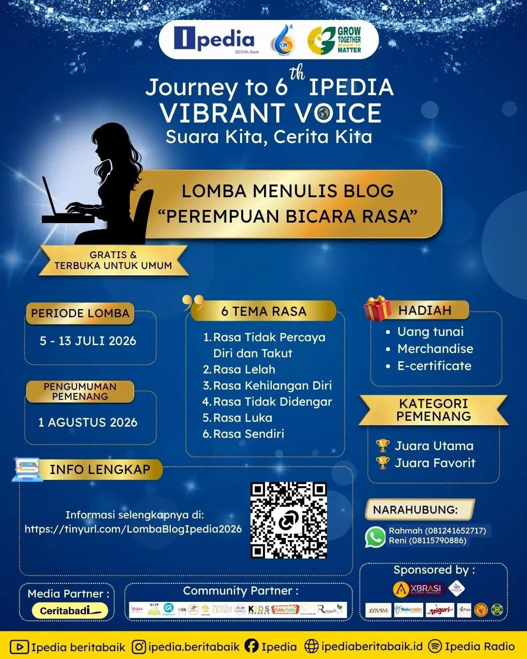 Lomba Menulis Blog "PEREMPUAN BICARA RASA" - Poster 2