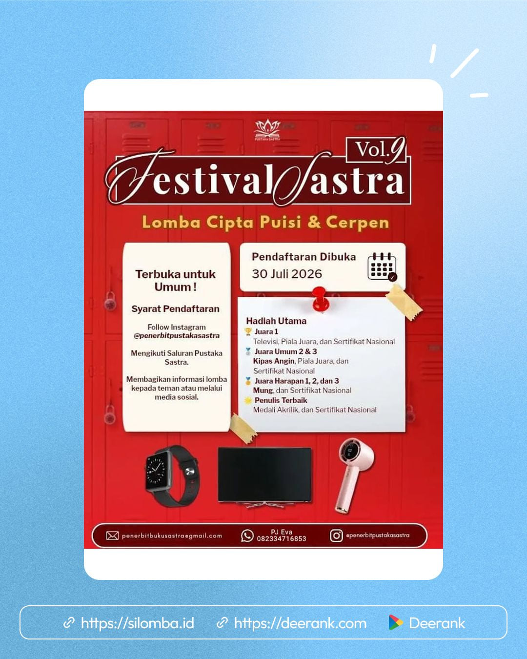 Festival Sastra Volume 9: Lomba Cipta Puisi & Cerpen - Poster 1