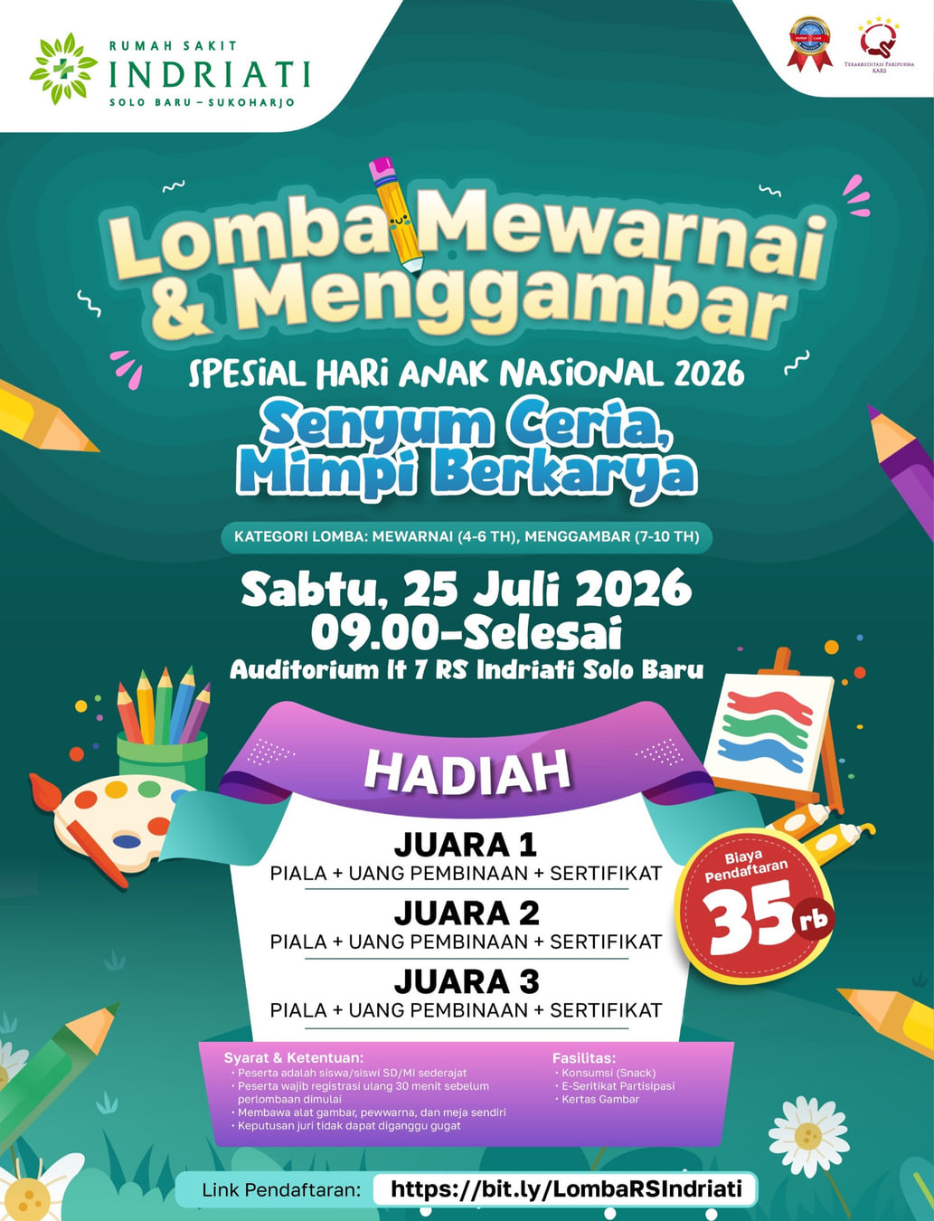 Lomba Mewarnai & Menggambar Spesial Hari Anak Nasional 2026 RS Indriati Solo Baru - Poster 2