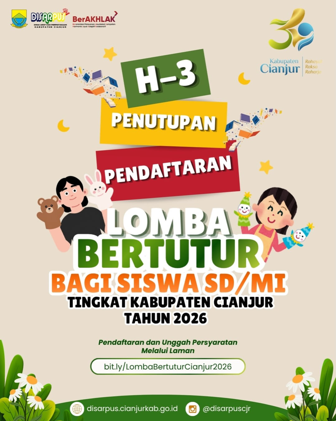 Lomba Bertutur Bagi Siswa/i SD/MI Tingkat Kabupaten Cianjur tahun 2026 - Poster 2