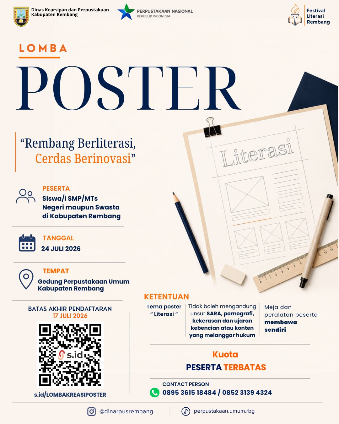 Lomba Poster Festival Literasi Rembang 2026 - Poster 2