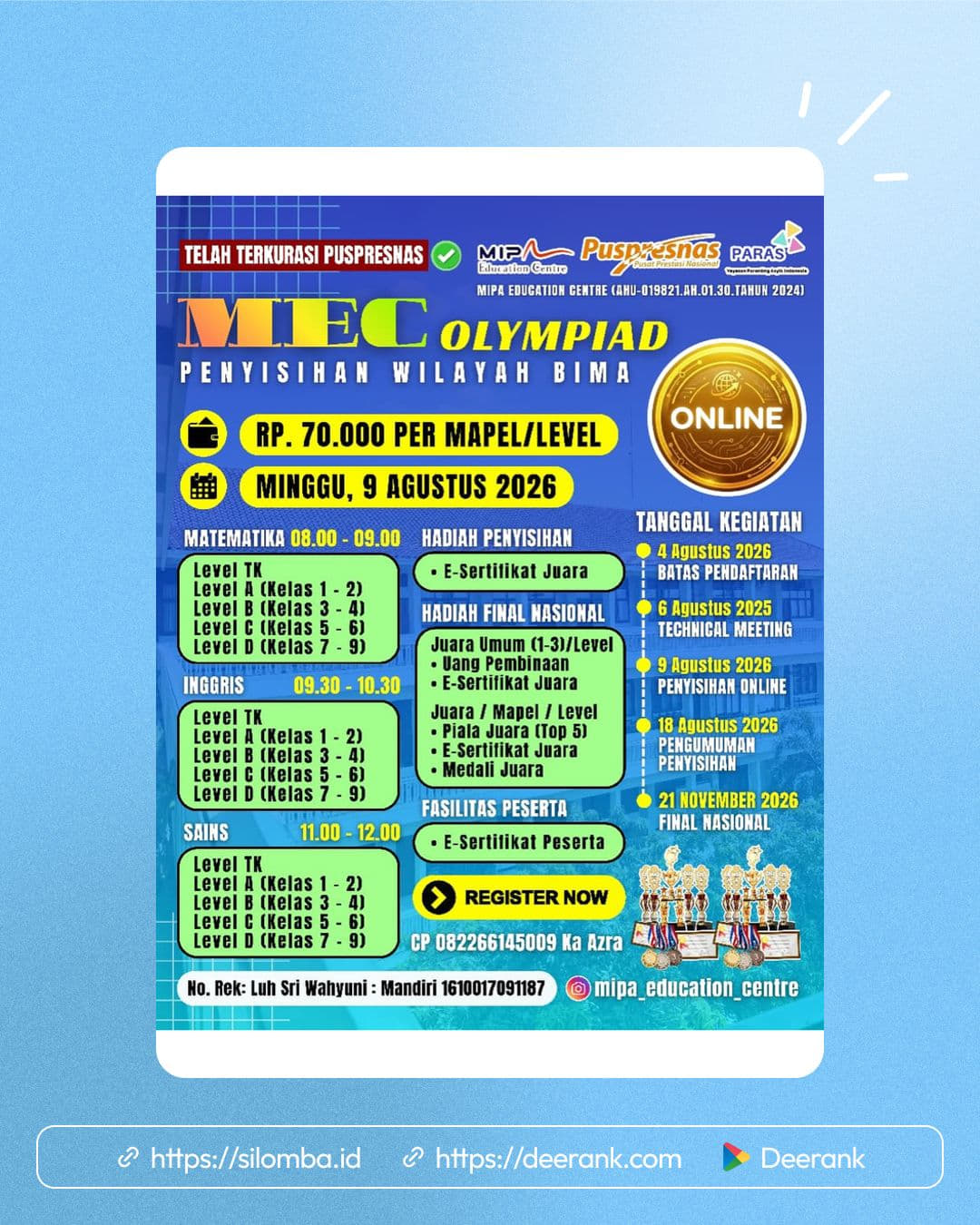 MEC Olympiad Tingkat Nasional Penyisihan Wilayah Dompu - Poster 1