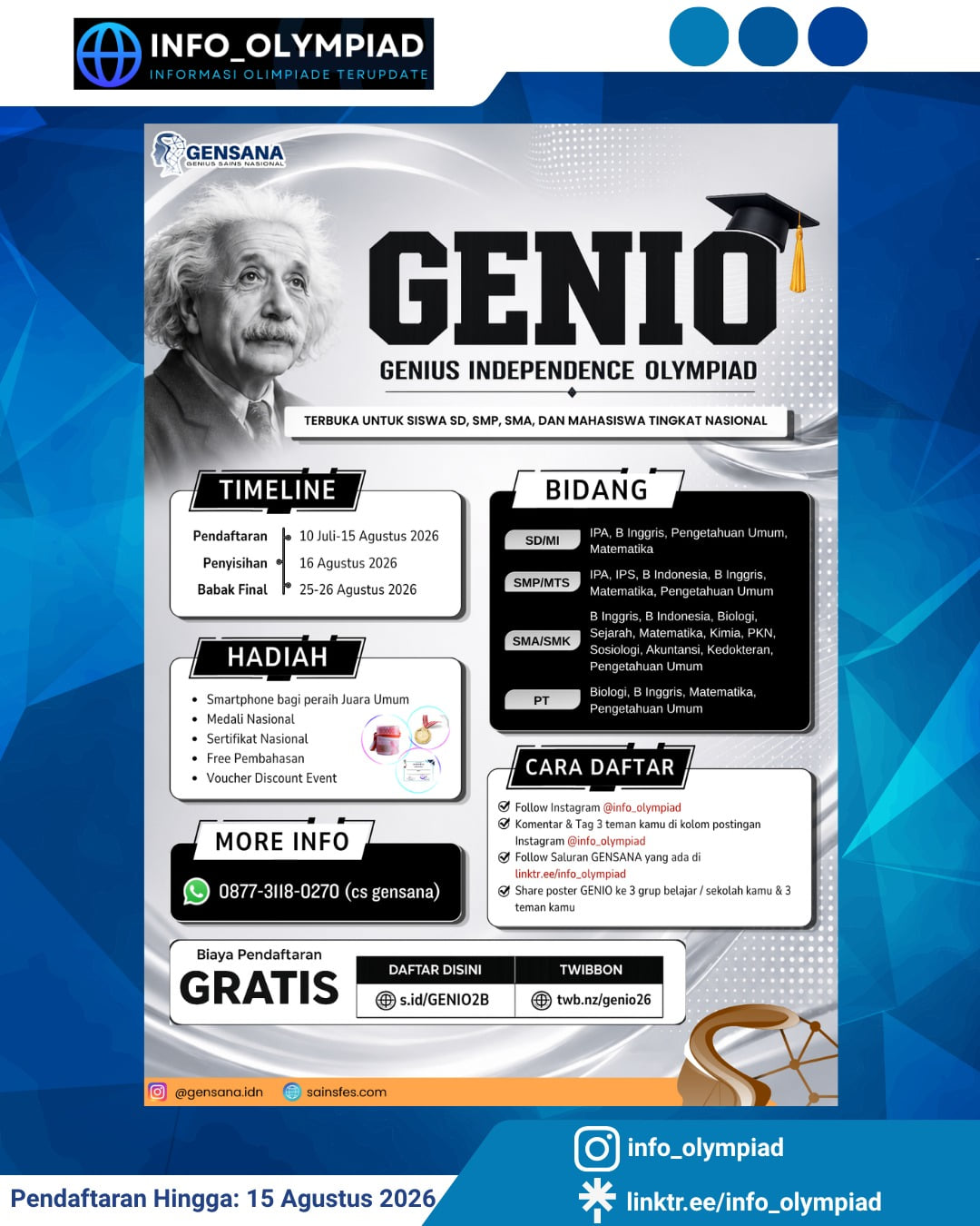 GENIUS INDEPENDENCE OLYMPIAD (GENIO) - Poster 2