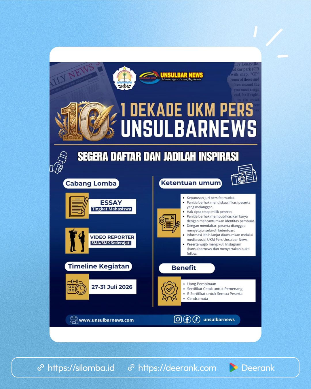 1 Dekade UKM Pers Unsulbar News - Poster 1