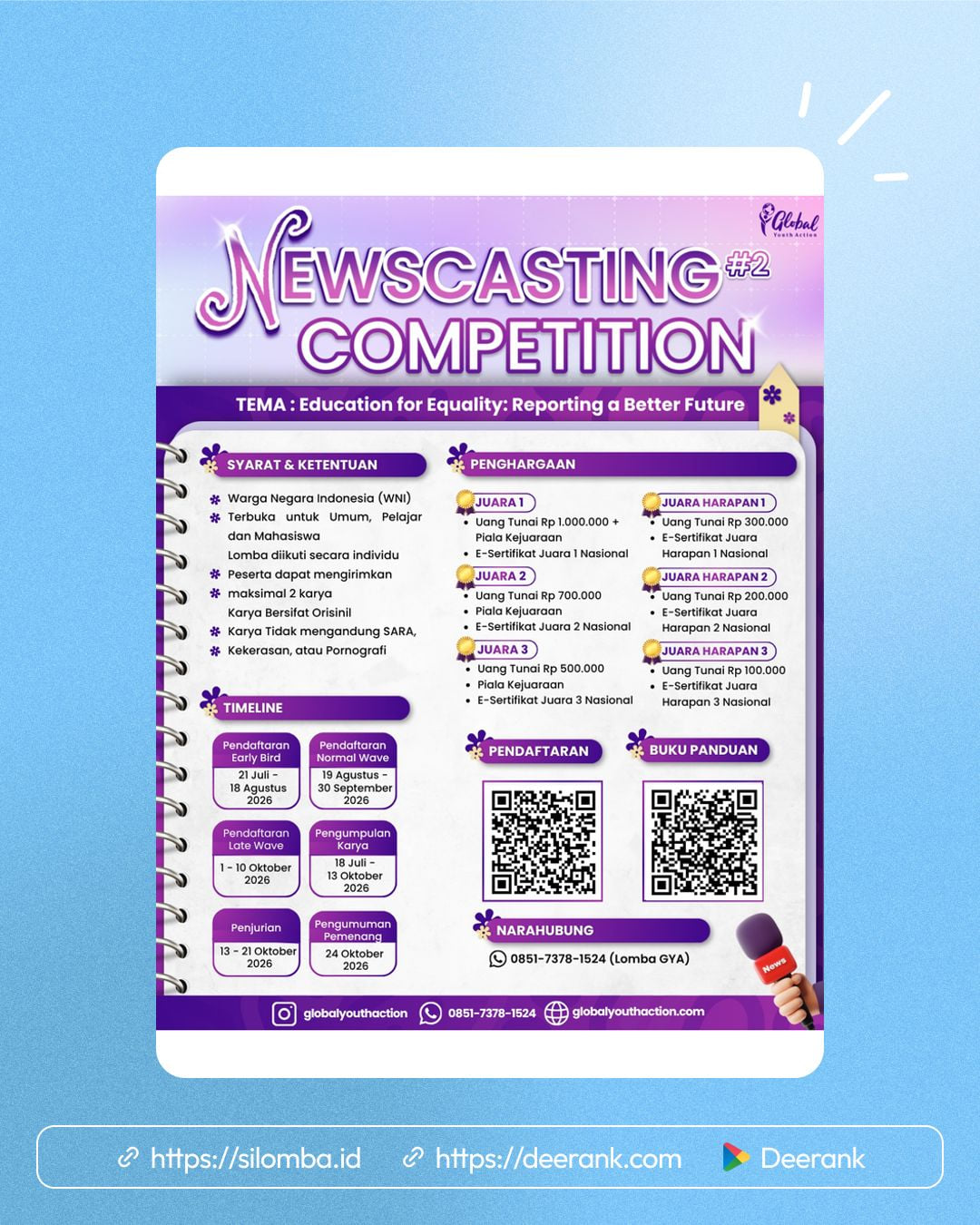 NEWSCASTING COMPETITION BERTEMA EDUCATION FOR EQUALITY - Poster 1