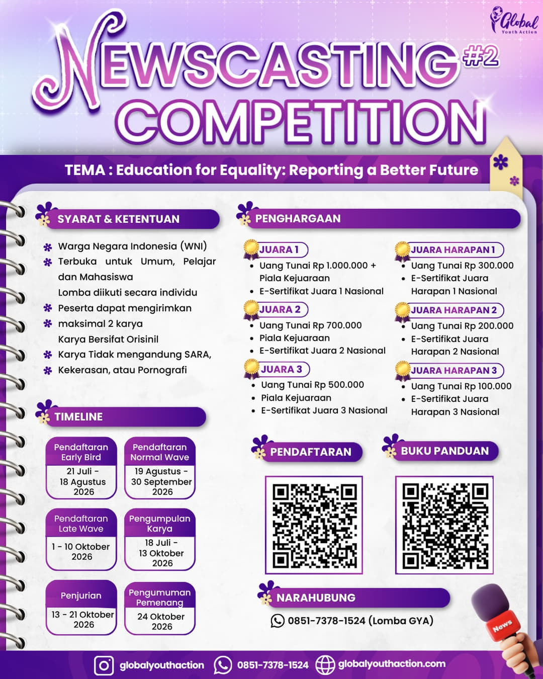NEWSCASTING COMPETITION BERTEMA EDUCATION FOR EQUALITY - Poster 2