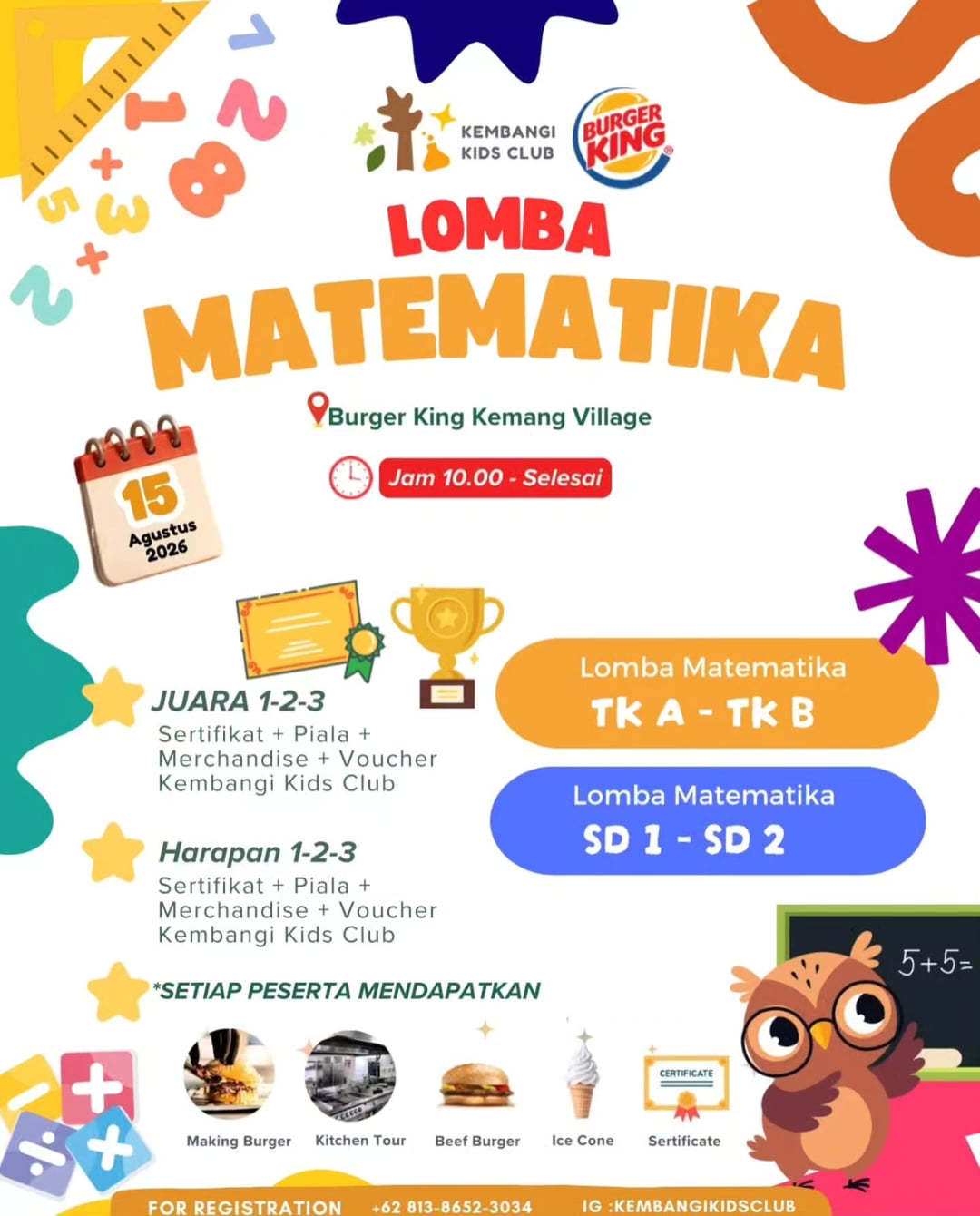 Lomba Matematika Kembangi Kids Club x Burger King - Poster 2