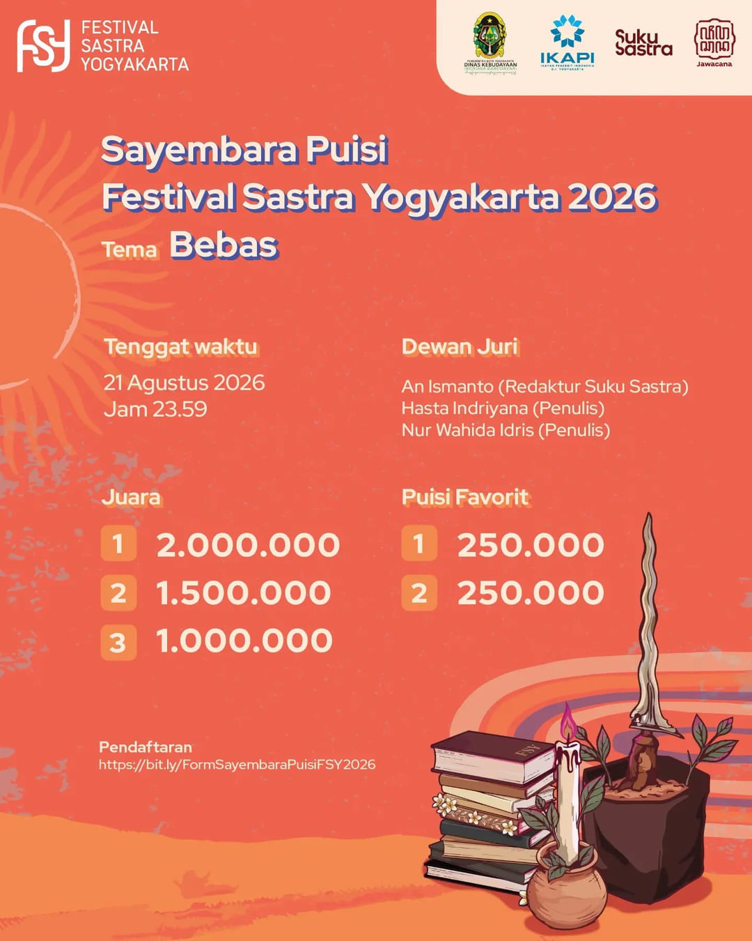 Sayembara Puisi Nasional Festival Sastra Yogyakarta (FSY) 2026 - Poster 2