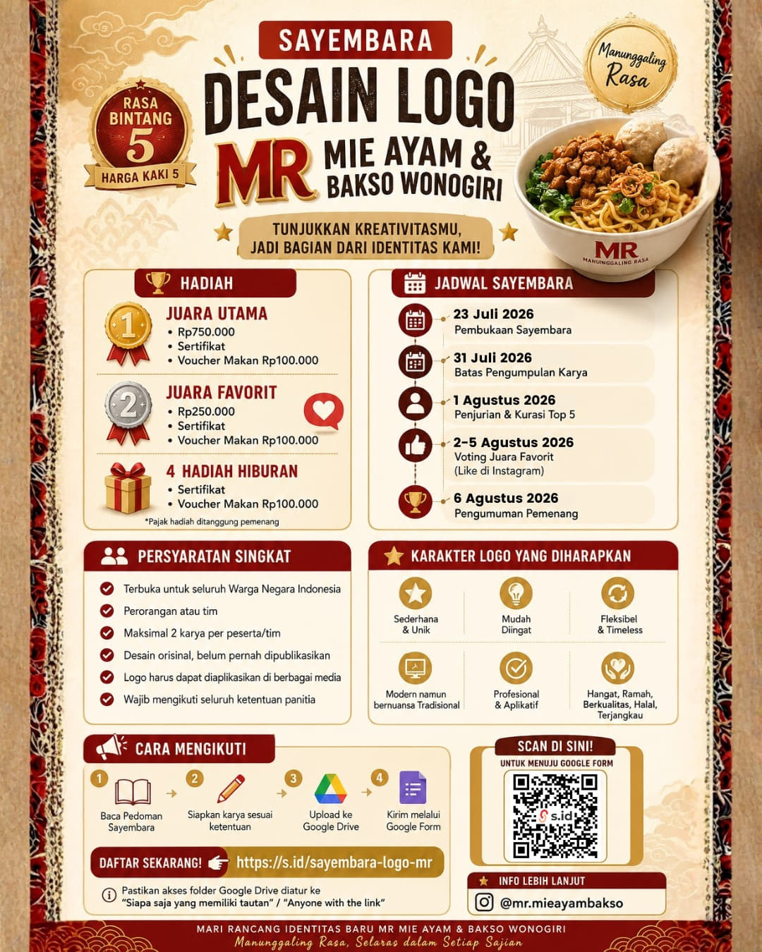 Sayembara Desain Logo MR Mie Ayam & Bakso Wonogiri - Poster 2