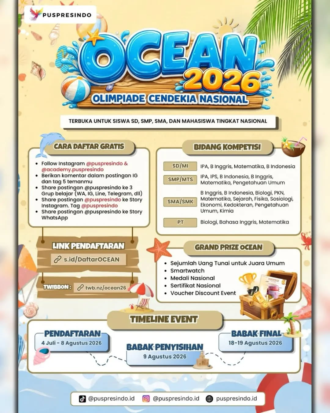 Olimpiade Cendekia Nasional (OCEAN) 2026 - Poster 2