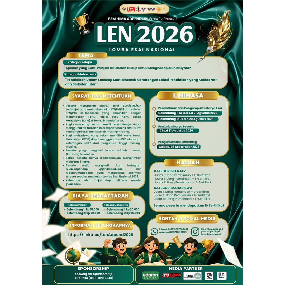 Lomba Esai Nasional 2026 (LEN 2026) - Poster 2