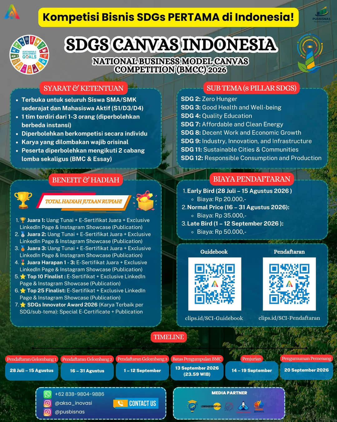 SDGs Canvas Indonesia 2026 - National Business Model Canvas Competition (BMCC) 2026 - Poster 2