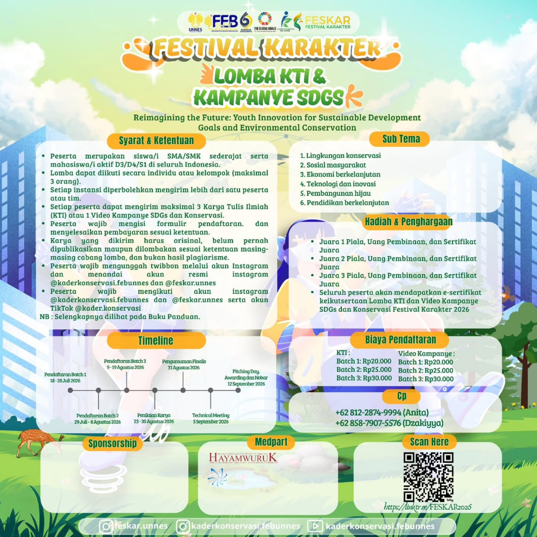 Lomba Karya Tulis Ilmiah dan Video Kampanye SDGs Festival Karakter 2026 - Poster 2
