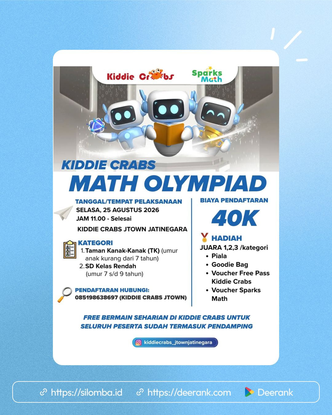 KIDDIE CRABS MATH OLYMPIAD 2026 - Poster 1