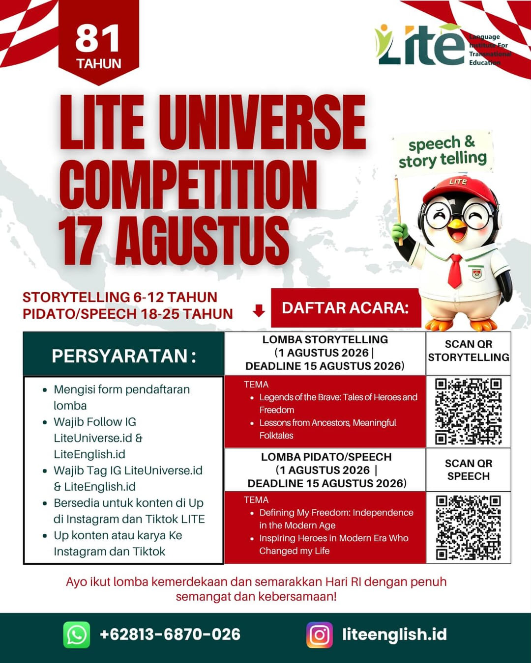 LOMBA KEMERDEKAAN LITE UNIVERSE & ENGLISH - Poster 2